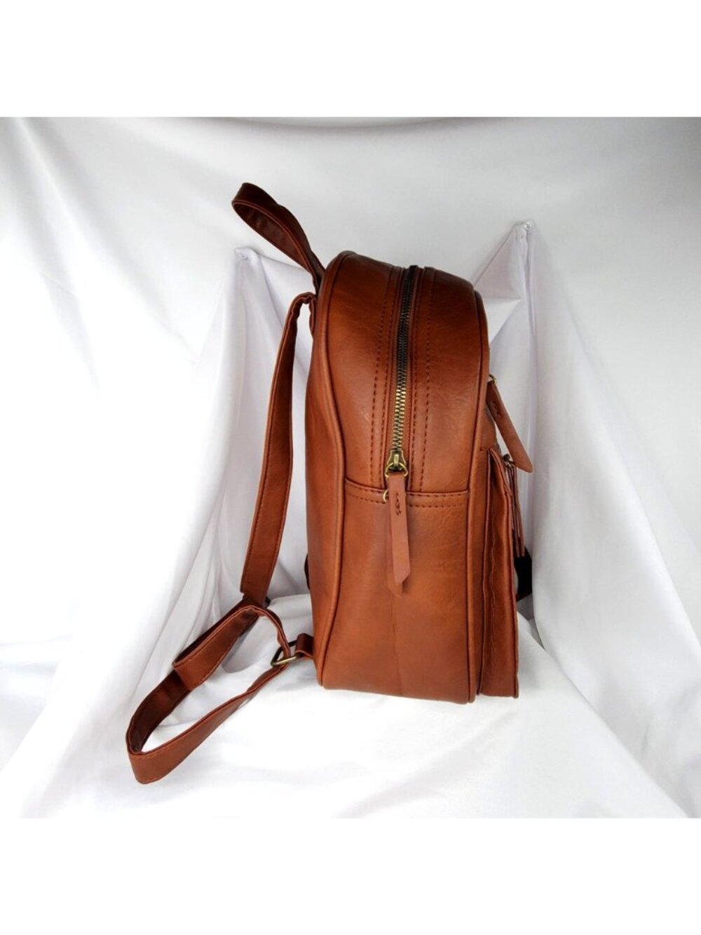White Mountain Womens Tan Brown Faux Leather Backpack With Floral Embroidery NWT - Picture 4 of 9